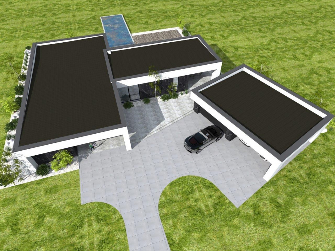 Projekt domu rezydencji parterowej z dachem płaskim